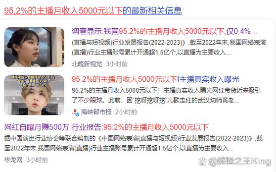 直播行业收入真相：0.4%主播年入过亿，95.2%月均不足5000元
