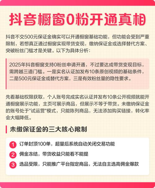零粉丝也能开店？抖音商品橱窗新规揭秘：500元保证金开启素人创业之路